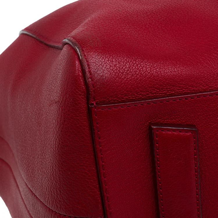 Pre Owned Givenchy Red Leather Medium Antigona Satchel Bag