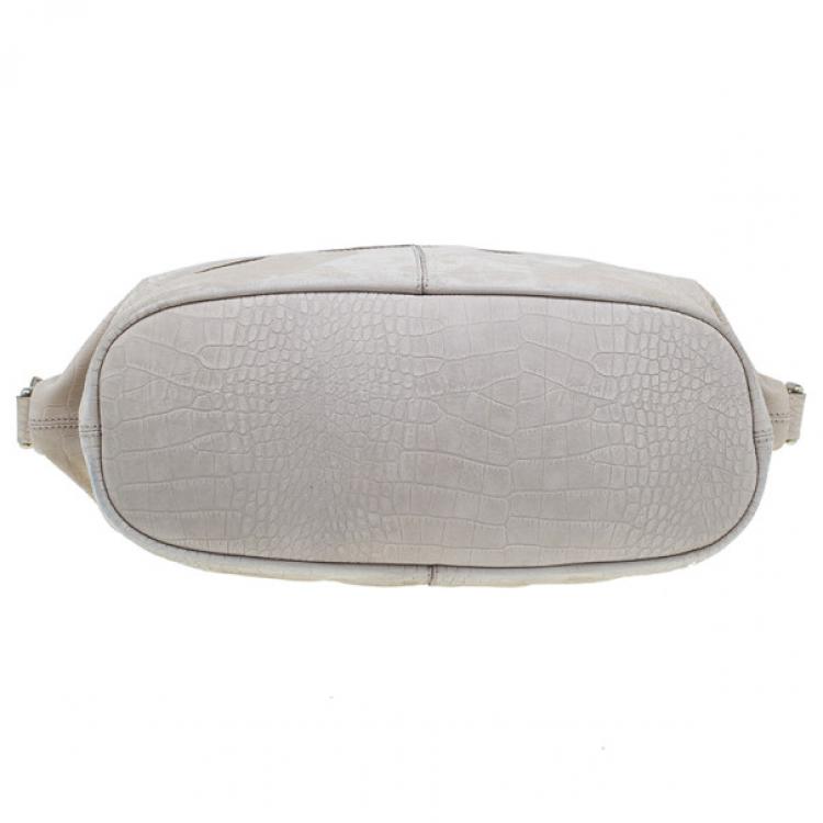 Pre Owned Givenchy Beige Leather Elephant Print Nightingale Tote