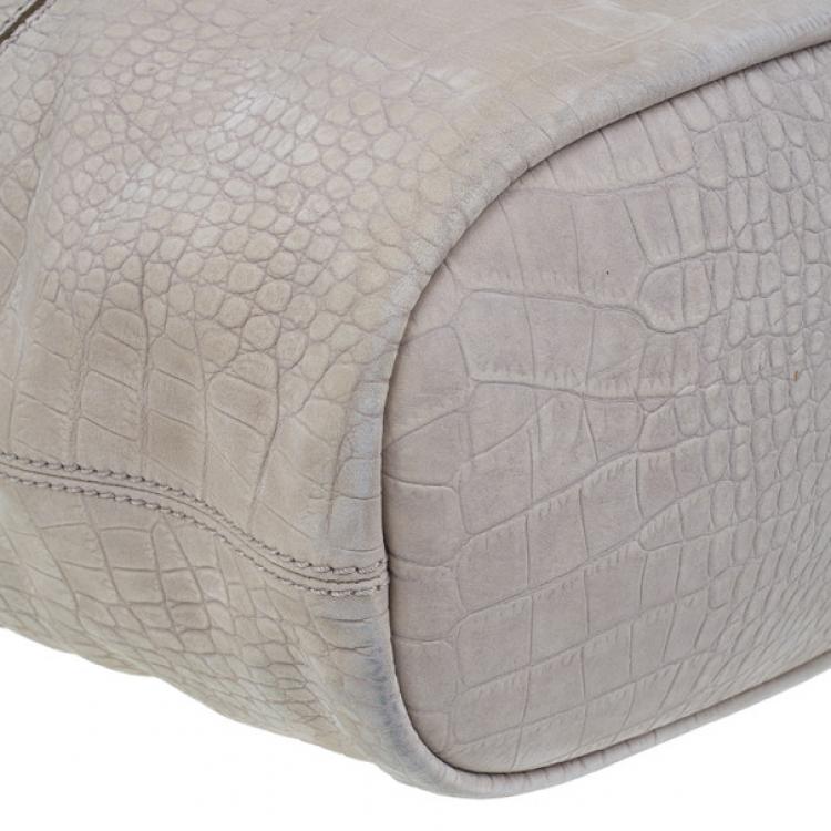 Pre Owned Givenchy Beige Leather Elephant Print Nightingale Tote