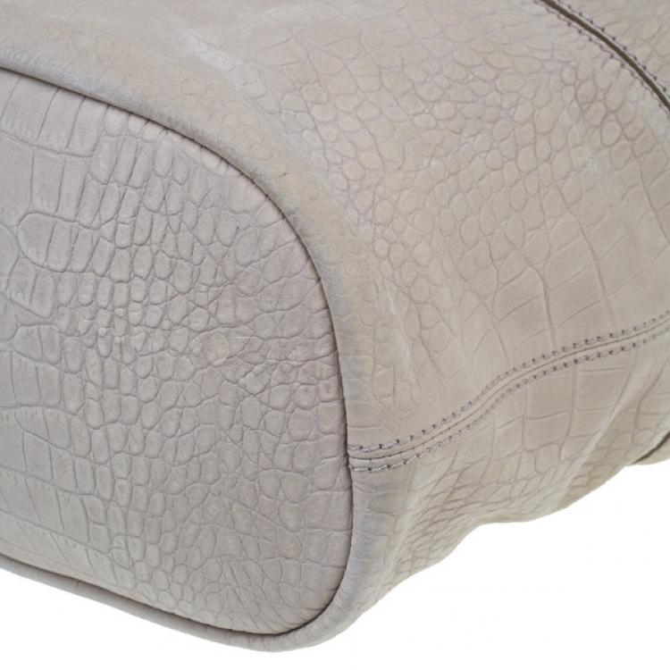 Pre Owned Givenchy Beige Leather Elephant Print Nightingale Tote