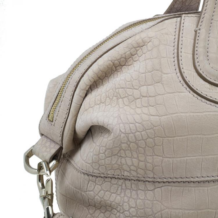 Pre Owned Givenchy Beige Leather Elephant Print Nightingale Tote