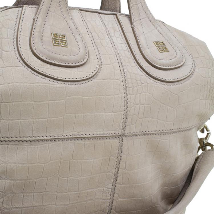 Pre Owned Givenchy Beige Leather Elephant Print Nightingale Tote