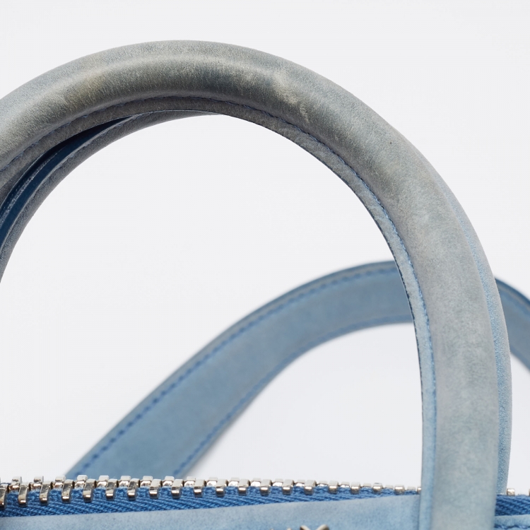 Pre Owned Givenchy Light Blue Nubuck Leather Mini Antigona Satchel