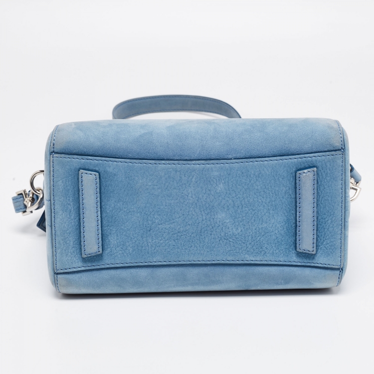 Pre Owned Givenchy Light Blue Nubuck Leather Mini Antigona Satchel