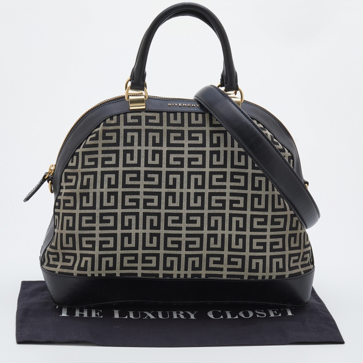 Pre Owned Givenchy Black Monogram Canvas And Leather Satchel