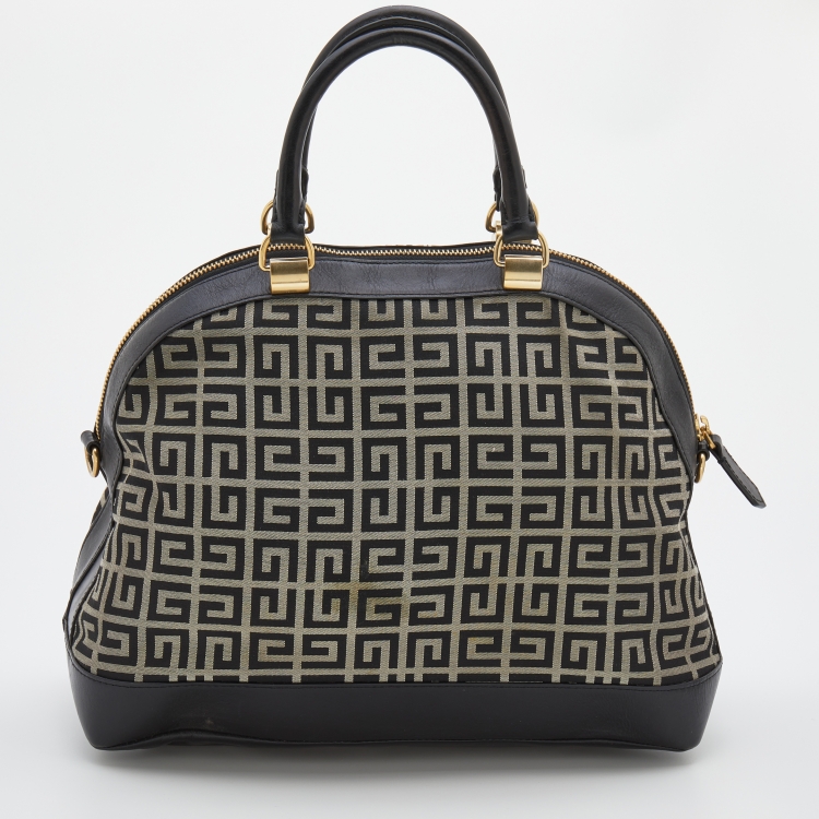 Pre Owned Givenchy Black Monogram Canvas And Leather Satchel
