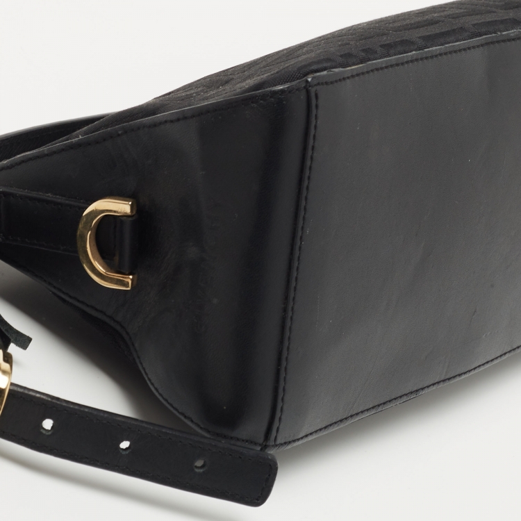 Pre Owned Givenchy Black Signature Canvas and Leather Shoulder Bag