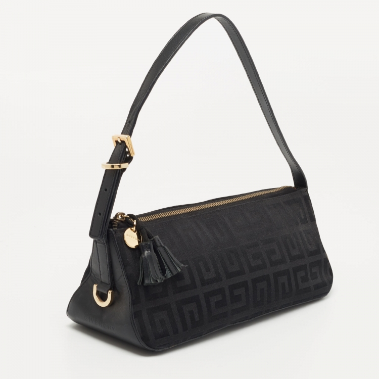 Pre Owned Givenchy Black Signature Canvas and Leather Shoulder Bag
