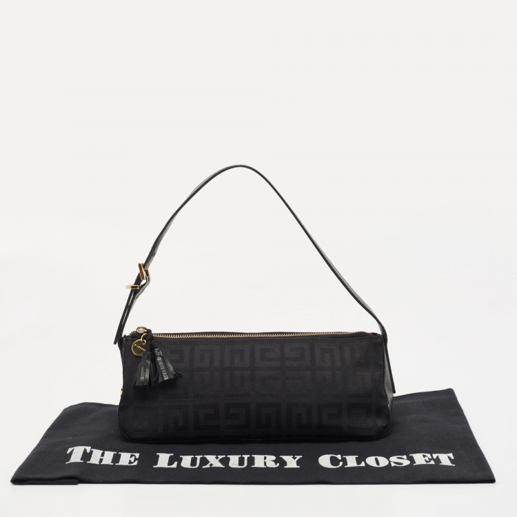 Pre Owned Givenchy Black Signature Canvas and Leather Shoulder Bag