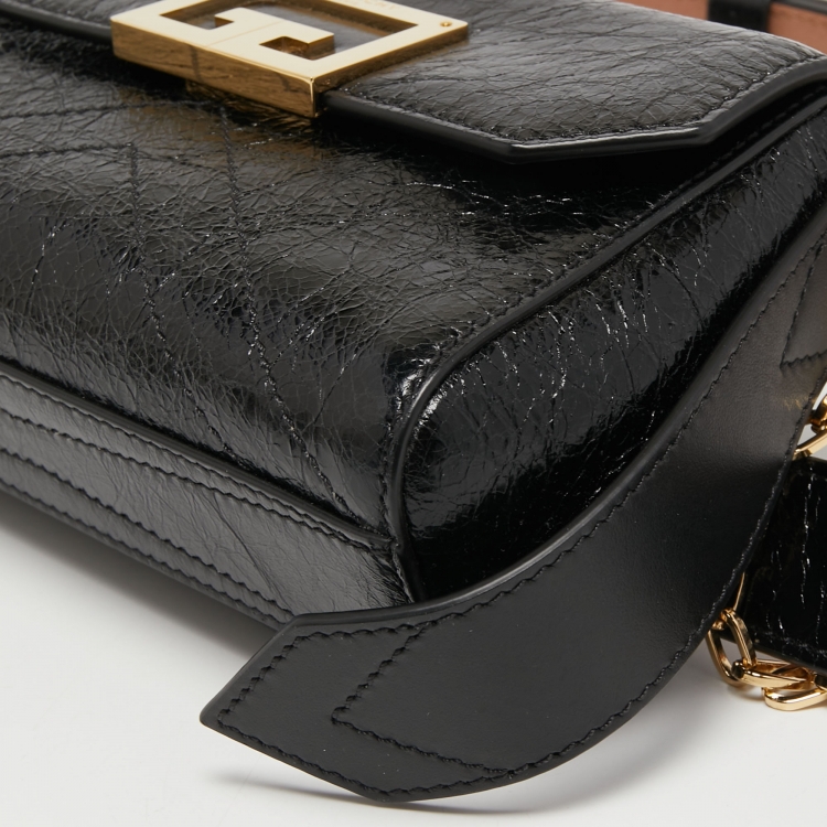 Pre Owned Givenchy Black Glossy Leather Belt Mystic Shoulder Bag