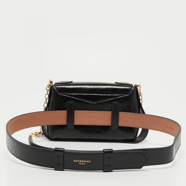 Pre Owned Givenchy Black Glossy Leather Belt Mystic Shoulder Bag