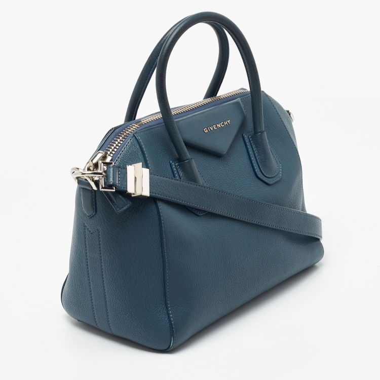 Pre Owned Givenchy Blue Leather Small Antigona Satchel