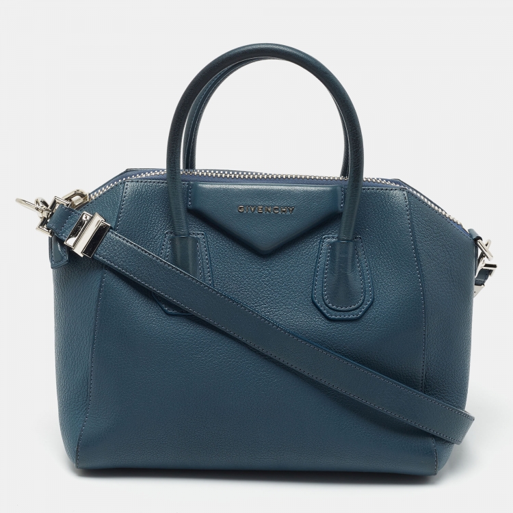 Pre Owned Givenchy Blue Leather Small Antigona Satchel