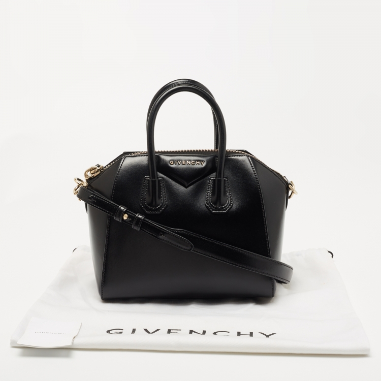 Pre Owned Givenchy Black Glossy Leather Mini Antigona Satchel