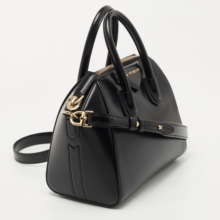 Pre Owned Givenchy Black Glossy Leather Mini Antigona Satchel
