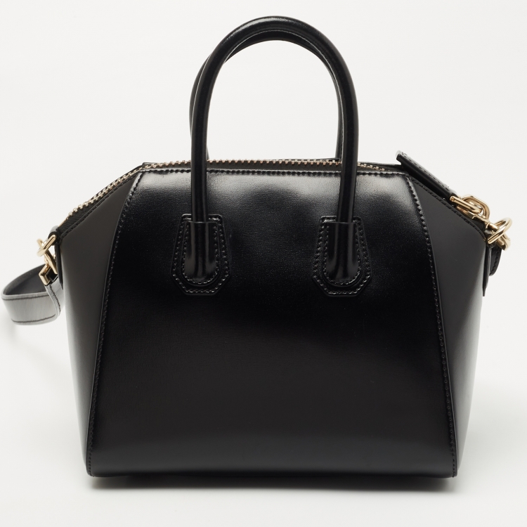 Pre Owned Givenchy Black Glossy Leather Mini Antigona Satchel
