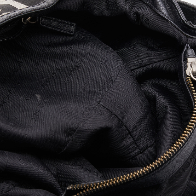 Pre Owned Givenchy Black/Grey Monogram Canvas and Leather Hobo