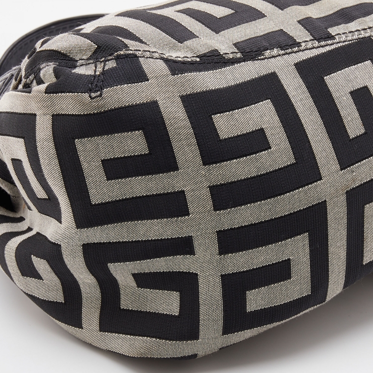 Pre Owned Givenchy Black/Grey Monogram Canvas and Leather Hobo
