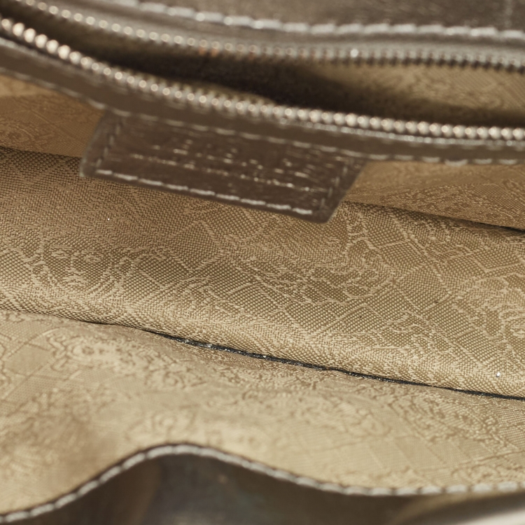 Pre Owned Versace Silver Mirrored Leather Flap Chain Shoulder Bag