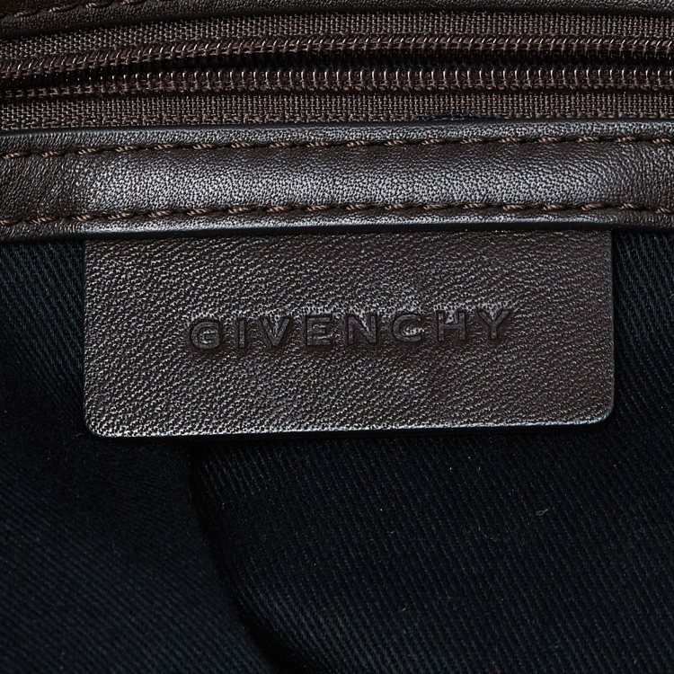 Pre Owned Givenchy Chocolate Brown Monogram Canvas and Leather Double Zip Tote