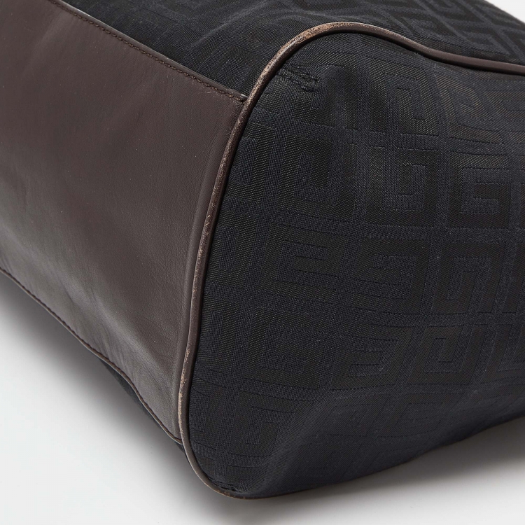 Pre Owned Givenchy Chocolate Brown Monogram Canvas and Leather Double Zip Tote