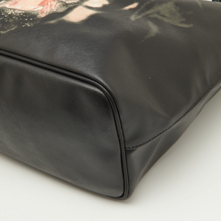 Pre Owned Givenchy Black Coated Canvas and Leather Rottweiler Medium Antigona Tote