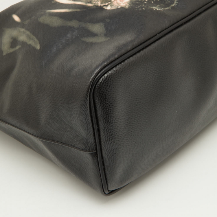Pre Owned Givenchy Black Coated Canvas and Leather Rottweiler Medium Antigona Tote