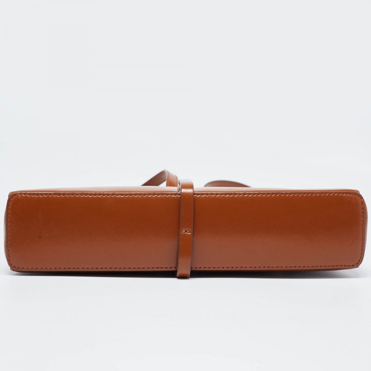Pre Owned Givenchy Brown Glossy Leather Cut Out Chain Bag