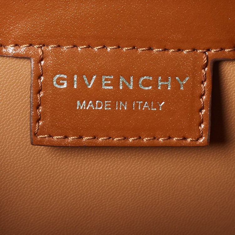 Pre Owned Givenchy Brown Glossy Leather Cut Out Chain Bag