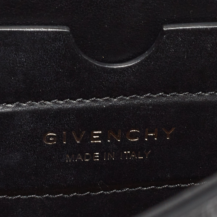 Pre Owned Givenchy Black Croc Embossed Leather Small ID Flap Top Handle Bag