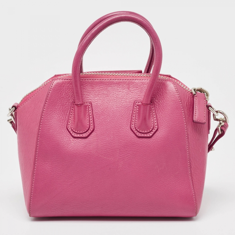 Pre Owned Givenchy Fuchsia Leather Mini Antigona Satchel
