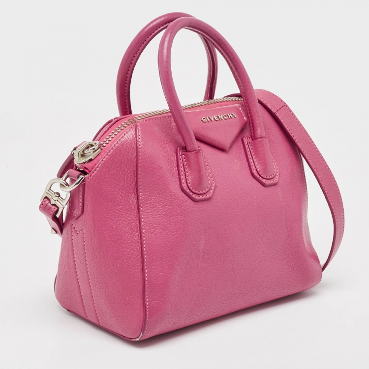 Pre Owned Givenchy Fuchsia Leather Mini Antigona Satchel
