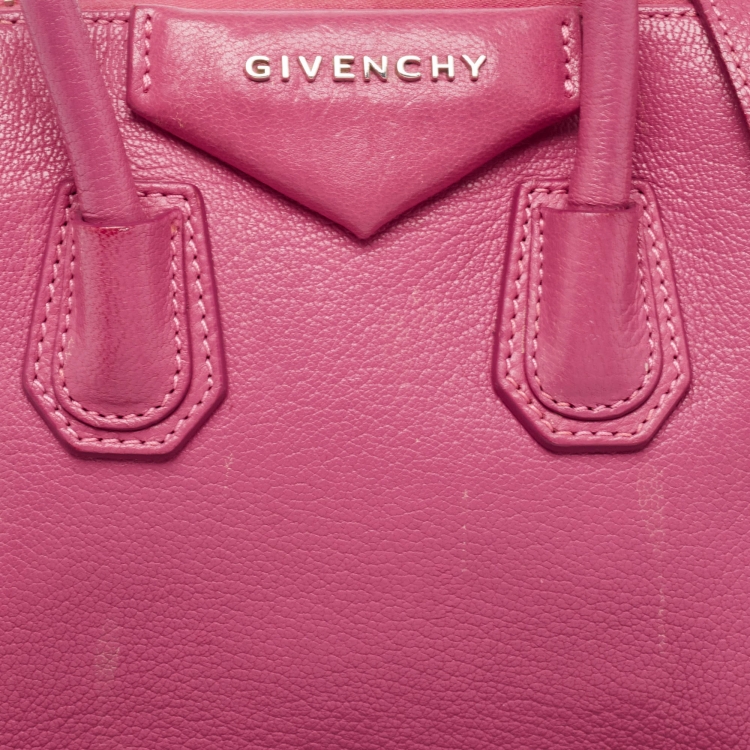Pre Owned Givenchy Fuchsia Leather Mini Antigona Satchel