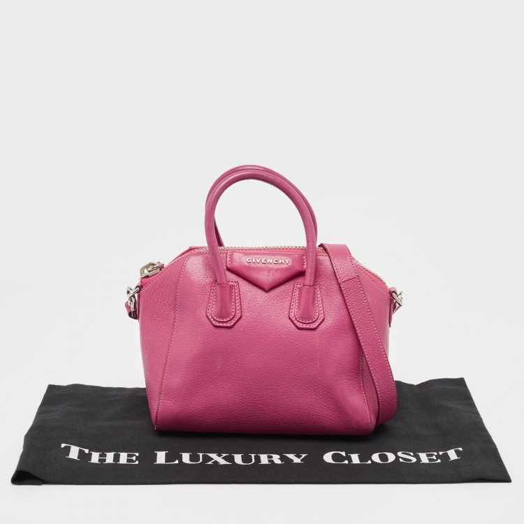 Pre Owned Givenchy Fuchsia Leather Mini Antigona Satchel