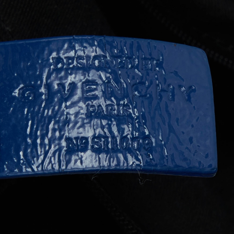 Pre Owned Givenchy Blue Patent Leather Double Zip Hobo