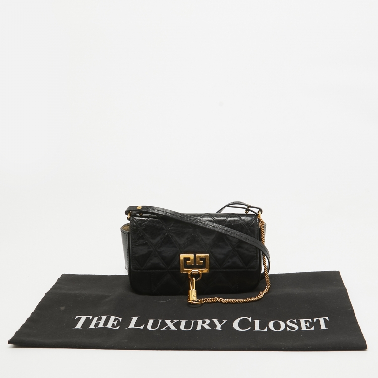 Pre Owned Givenchy Black Quilted Leather Mini Pocket Crossbody Bag