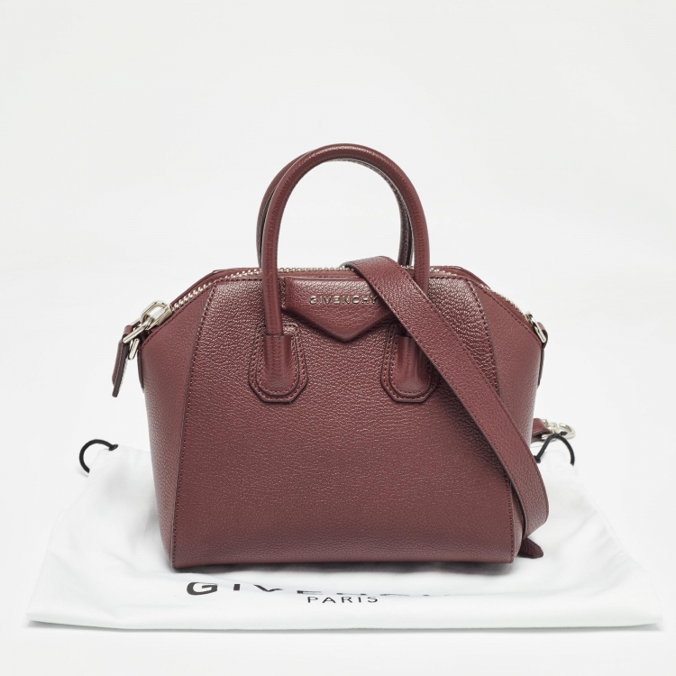 Pre Owned Givenchy Burgundy Leather Small Antigona Satchel