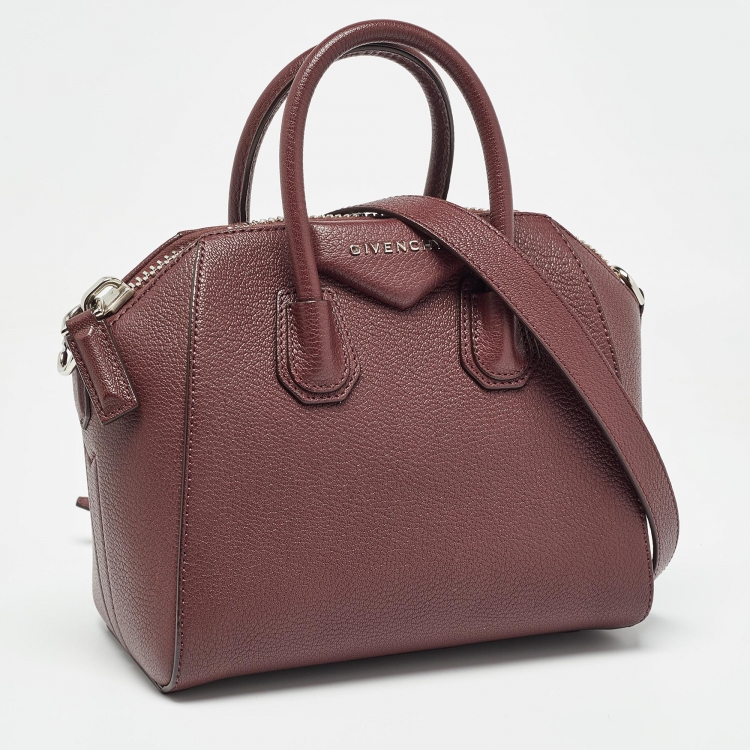 Pre Owned Givenchy Burgundy Leather Small Antigona Satchel