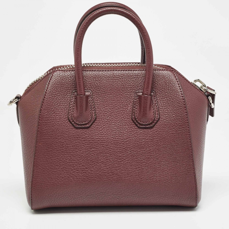 Pre Owned Givenchy Burgundy Leather Small Antigona Satchel