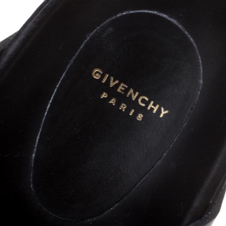 Pre Owned Givenchy Black Leather Buckle Detail Flat Slides Size 39