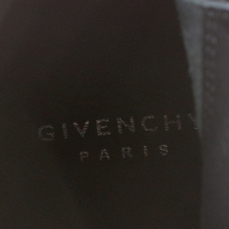 Pre Owned Givenchy Black Leather Screw Heel Peep Toe Booties Size 37