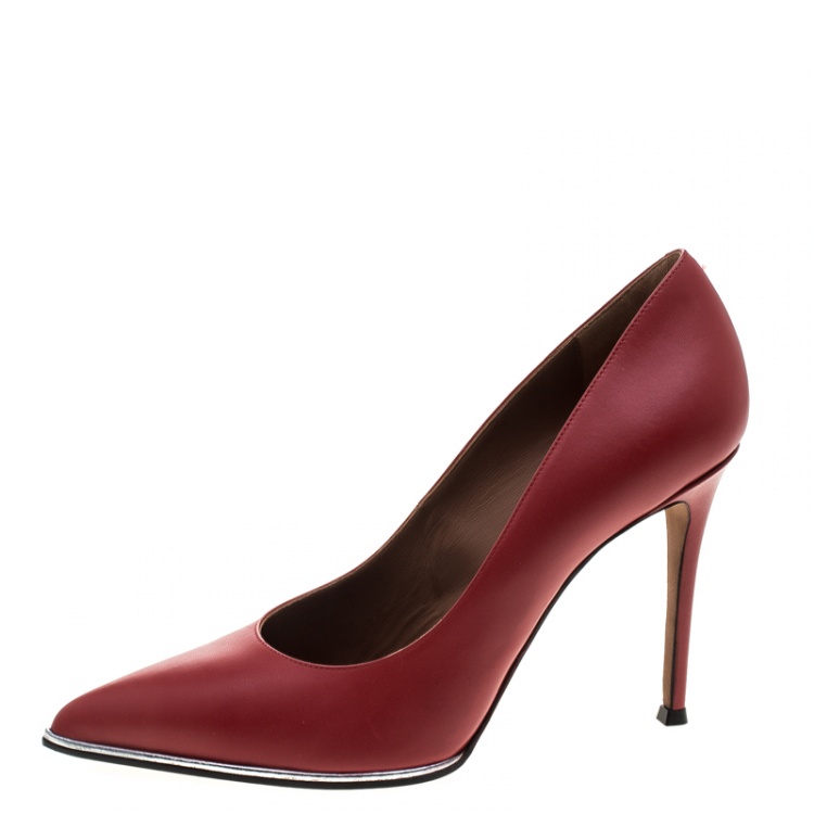 Pre Owned Givenchy Red Leather Lia Pointed Toe Pumps Size 39