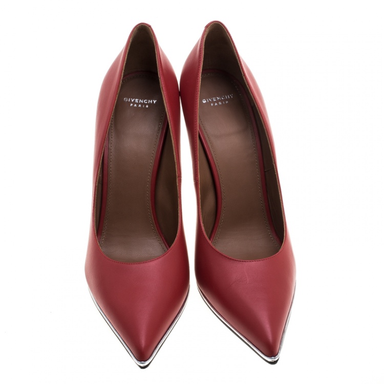 Pre Owned Givenchy Red Leather Lia Pointed Toe Pumps Size 39