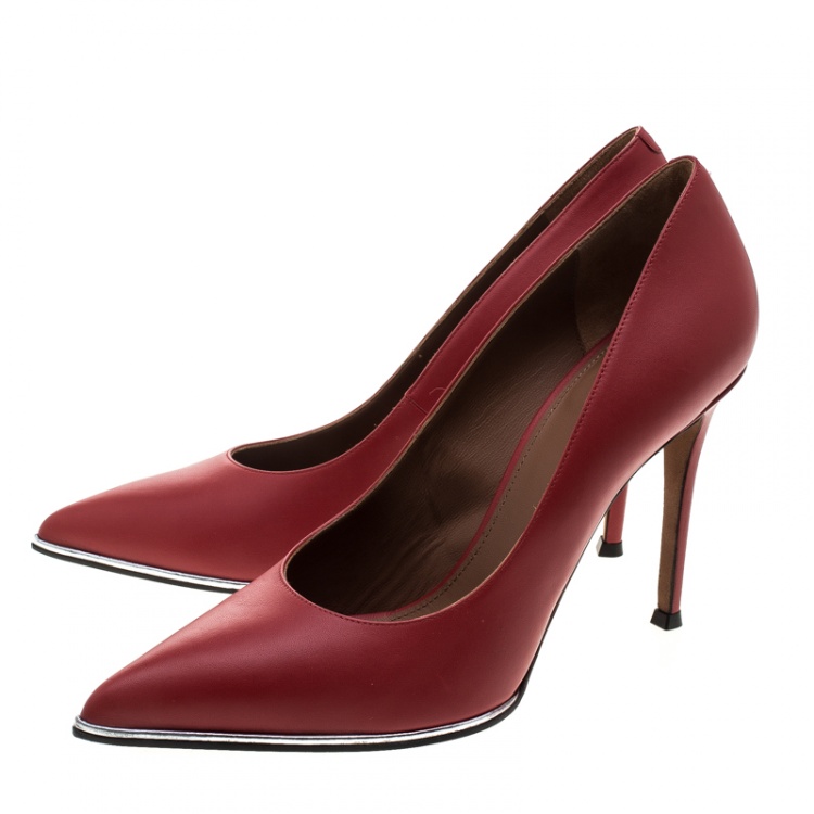 Pre Owned Givenchy Red Leather Lia Pointed Toe Pumps Size 39