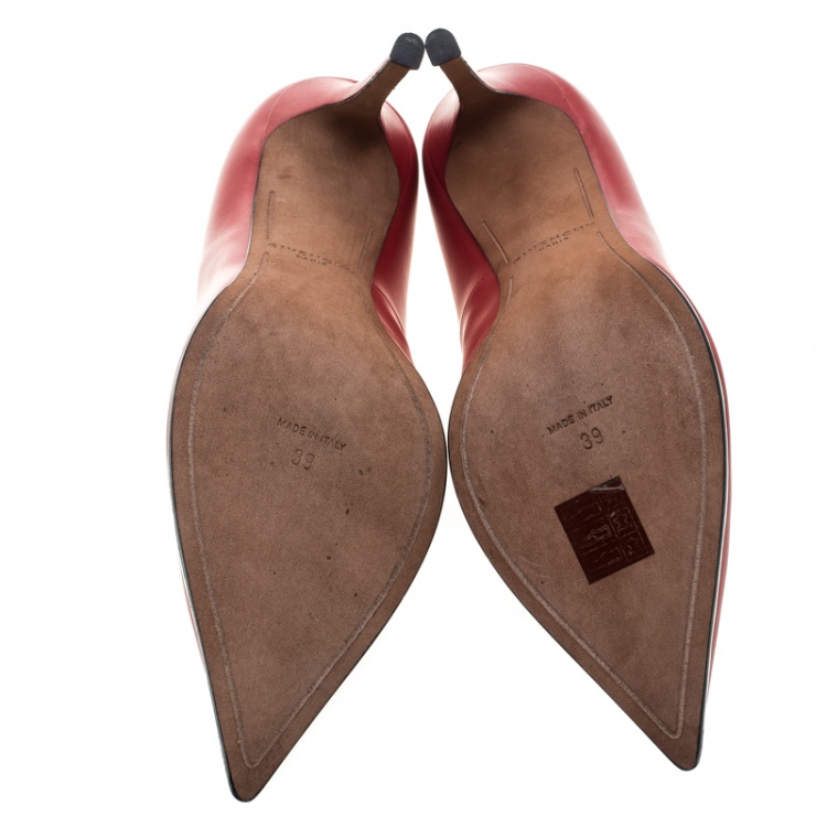 Pre Owned Givenchy Red Leather Lia Pointed Toe Pumps Size 39
