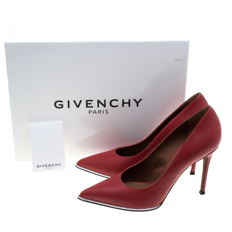 Pre Owned Givenchy Red Leather Lia Pointed Toe Pumps Size 39