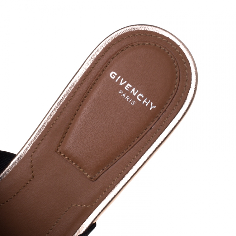 Pre Owned Givenchy Metallic Bronze Leather Flat Mules Size 38