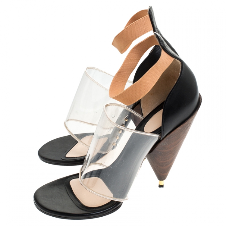 Pre Owned Givenchy Black Leather and PVC Albertina Sandals Size 40