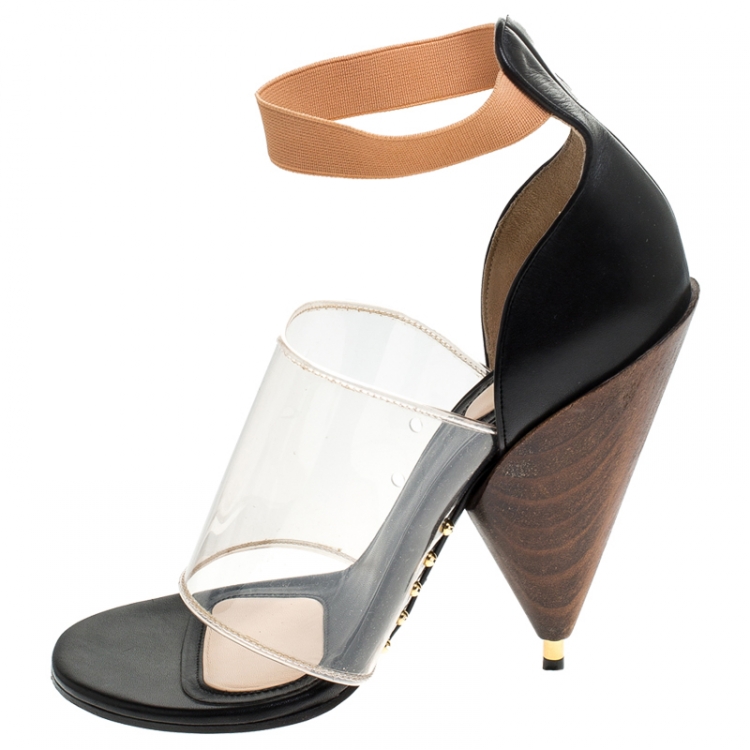 Pre Owned Givenchy Black Leather and PVC Albertina Sandals Size 40