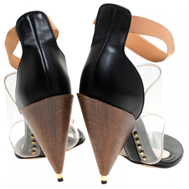 Pre Owned Givenchy Black Leather and PVC Albertina Sandals Size 40